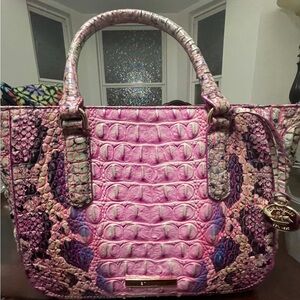 Pink Crocodile Embossed Women's Bag
